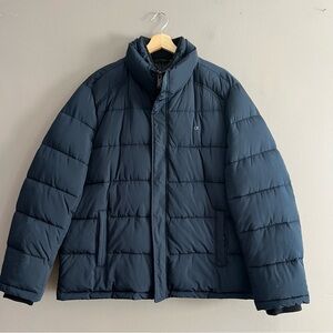 Calvin Klein Men's Puffer Jacket With Set In Bib Detail Classic Navy Large